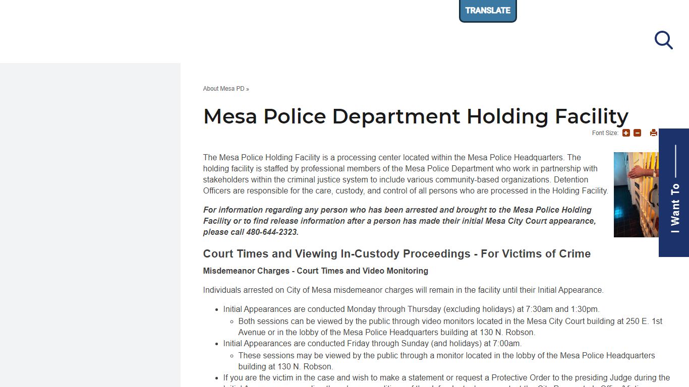 Mesa Police Department Holding Facility | Mesa Police